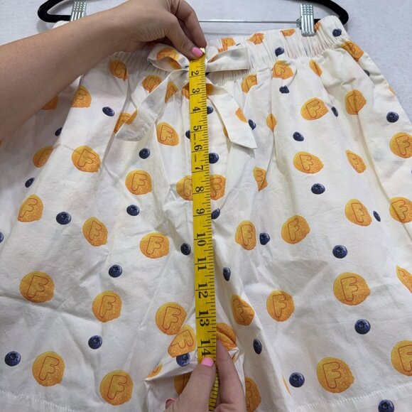 Flan Shorts Men XL White Blueberry Pancake Print Cotton Drawstring Pocket Brunch - Picture 5 of 15